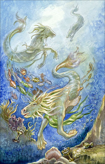 Hippocampus - Three of Cups - by Lisa Hunt