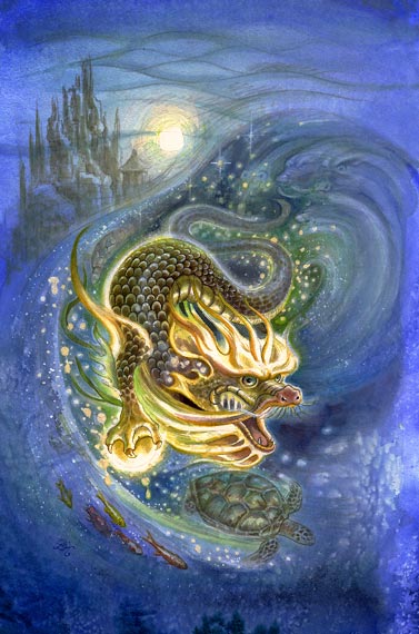Strength - Oriental Water Dragon from the Fantastical Creatures Tarot